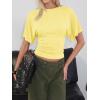 imageCicy Bell Womens Summer Wrap Tops Casual Short Sleeve Tie Back Cinched Waist T Shirts Trendy Boat Neck BlouseYellow