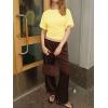 imageCicy Bell Womens Summer Wrap Tops Casual Short Sleeve Tie Back Cinched Waist T Shirts Trendy Boat Neck BlouseYellow