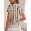 imageCicy Bell Womens Sweater Vest Summer Floral Cap Sleeve Sweaters Crew Neck Dressy Casual Knit Trendy 2026 TopsBeige Flowers
