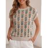 imageCicy Bell Womens Sweater Vest Summer Floral Cap Sleeve Sweaters Crew Neck Dressy Casual Knit Trendy 2026 TopsBeige Flowers
