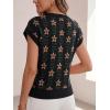 imageCicy Bell Womens Sweater Vest Summer Floral Cap Sleeve Sweaters Crew Neck Dressy Casual Knit Trendy 2026 TopsBlack Flowers