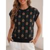 imageCicy Bell Womens Sweater Vest Summer Floral Cap Sleeve Sweaters Crew Neck Dressy Casual Knit Trendy 2026 TopsBlack Flowers