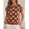 imageCicy Bell Womens Sweater Vest Summer Floral Cap Sleeve Sweaters Crew Neck Dressy Casual Knit Trendy 2026 TopsBrown Flowers