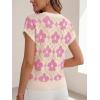 imageCicy Bell Womens Sweater Vest Summer Floral Cap Sleeve Sweaters Crew Neck Dressy Casual Knit Trendy 2026 TopsPink