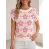 imageCicy Bell Womens Sweater Vest Summer Floral Cap Sleeve Sweaters Crew Neck Dressy Casual Knit Trendy 2026 TopsPink