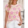 imageCicy Bell Womens Sweater Vest Summer Floral Cap Sleeve Sweaters Crew Neck Dressy Casual Knit Trendy 2026 TopsPink