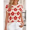 imageCicy Bell Womens Sweater Vest Summer Floral Cap Sleeve Sweaters Crew Neck Dressy Casual Knit Trendy 2026 TopsRed
