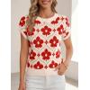 imageCicy Bell Womens Sweater Vest Summer Floral Cap Sleeve Sweaters Crew Neck Dressy Casual Knit Trendy 2026 TopsRed