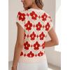 imageCicy Bell Womens Sweater Vest Summer Floral Cap Sleeve Sweaters Crew Neck Dressy Casual Knit Trendy 2026 TopsRed