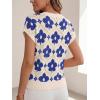 imageCicy Bell Womens Sweater Vest Summer Floral Cap Sleeve Sweaters Crew Neck Dressy Casual Knit Trendy 2026 TopsRoyal Blue