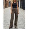 imageCicy Bell Womens Wide Leg Jeans High Waisted Leopard Baggy Stretchy Denim Pants with PocketsLeopard Print