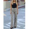 imageCicy Bell Womens Wide Leg Jeans High Waisted Leopard Baggy Stretchy Denim Pants with PocketsWhite Leopard Print