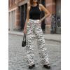 imageCicy Bell Womens Wide Leg Jeans High Waisted Leopard Baggy Stretchy Denim Pants with PocketsZebra
