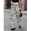 imageCicy Bell Womens Wide Leg Jeans High Waisted Leopard Baggy Stretchy Denim Pants with PocketsZebra