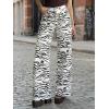imageCicy Bell Womens Wide Leg Jeans High Waisted Leopard Baggy Stretchy Denim Pants with PocketsZebra