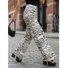 imageCicy Bell Womens Wide Leg Jeans High Waisted Leopard Baggy Stretchy Denim Pants with PocketsZebra