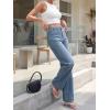 imageCicy Bell Womens Wide Leg Jeans High Waisted Stretchy Straight Leg Baggy Trendy Denim Pants with Patch PocketsBlue