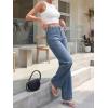 imageCicy Bell Womens Wide Leg Jeans High Waisted Stretchy Straight Leg Baggy Trendy Denim Pants with Patch PocketsJean Blue