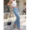 imageCicy Bell Womens Wide Leg Jeans High Waisted Stretchy Straight Leg Baggy Trendy Denim Pants with Patch PocketsLight Blue