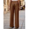 imageCicy Bell Womens Wide Leg Pants Summer Baggy Casual Elastic High Waisted Cotton Trousers with PocketsBrown