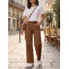 imageCicy Bell Womens Wide Leg Pants Summer Baggy Casual Elastic High Waisted Cotton Trousers with PocketsBrown