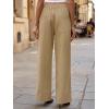 imageCicy Bell Womens Wide Leg Pants Summer Baggy Casual Elastic High Waisted Cotton Trousers with PocketsKhaki