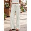 imageCicy Bell Womens Wide Leg Striped Pants High Waisted Baggy Casual Barrel Drawstring Lounge Trousers with PocketsApricot