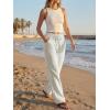 imageCicy Bell Womens Wide Leg Striped Pants High Waisted Baggy Casual Barrel Drawstring Lounge Trousers with PocketsApricot