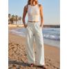 imageCicy Bell Womens Wide Leg Striped Pants High Waisted Baggy Casual Barrel Drawstring Lounge Trousers with PocketsApricot