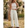 imageCicy Bell Womens Wide Leg Striped Pants High Waisted Baggy Casual Barrel Drawstring Lounge Trousers with PocketsApricot