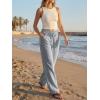imageCicy Bell Womens Wide Leg Striped Pants High Waisted Baggy Casual Barrel Drawstring Lounge Trousers with PocketsDark Grey