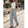 imageCicy Bell Womens Wide Leg Striped Pants High Waisted Baggy Casual Barrel Drawstring Lounge Trousers with PocketsDark Grey