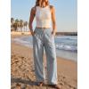 imageCicy Bell Womens Wide Leg Striped Pants High Waisted Baggy Casual Barrel Drawstring Lounge Trousers with PocketsDark Grey