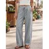 imageCicy Bell Womens Wide Leg Striped Pants High Waisted Baggy Casual Barrel Drawstring Lounge Trousers with PocketsDark Grey