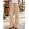 imageCicy Bell Womens Wide Leg Striped Pants High Waisted Baggy Casual Barrel Drawstring Lounge Trousers with PocketsKhaki