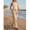 imageCicy Bell Womens Wide Leg Striped Pants High Waisted Baggy Casual Barrel Drawstring Lounge Trousers with PocketsKhaki