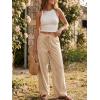 imageCicy Bell Womens Wide Leg Striped Pants High Waisted Baggy Casual Barrel Drawstring Lounge Trousers with PocketsKhaki