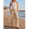 imageCicy Bell Womens Wide Leg Striped Pants High Waisted Baggy Casual Barrel Drawstring Lounge Trousers with PocketsKhaki