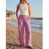 imageCicy Bell Womens Wide Leg Striped Pants High Waisted Baggy Casual Barrel Drawstring Lounge Trousers with PocketsPink