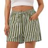 imageAoysky Womens Striped Lounge Shorts High Waisted Drawstring Casual Summer Shorts Color Block Beach Bottoms with PocketsArmy Green