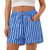 imageAoysky Womens Striped Lounge Shorts High Waisted Drawstring Casual Summer Shorts Color Block Beach Bottoms with PocketsBlue