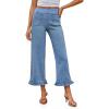 imageCicy Bell Womens Cropped High Waisted Jeans Baggy Wide Leg Stretchy Capris Ruffle Flare Denim Pants with PocketsBlue