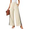 imageCicy Bell Womens Palazzo Striped Pants Wide Leg High Waisted Baggy Business Casual Side Split Elastic Y2K Lounge TrousersApricot