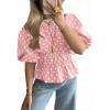 imageCicy Bell Womens Polka Dots Peplum Tops Summer Puff Short Sleeve Round Neck Blouses Trendy Casual ShirtsPink