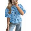imageCicy Bell Womens Polka Dots Peplum Tops Summer Puff Short Sleeve Round Neck Blouses Trendy Casual ShirtsSky Blue