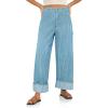 imageCicy Bell Womens Striped Wide Leg Jeans Baggy Boyfriend High Waisted Cuffed Denim Pants with PocketsLight Blue