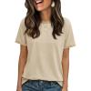 imageCicy Bell Womens Summer Crew Neck T Shirts Casual Short Sleeve Loose Fit Tunic Tops Color Block Basic Tee TopKhaki