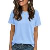 imageCicy Bell Womens Summer Crew Neck T Shirts Casual Short Sleeve Loose Fit Tunic Tops Color Block Basic Tee TopLight Blue