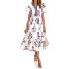 imageCicy Bell Womens Summer Floral Print Maxi Dress A Line Puff Short Sleeve V Neck Boho Dresses Flowy Beach Vacation OutfitsWhite