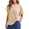 imageCicy Bell Womens Summer Short Sleeve Tops Casual Crew Neck TShirts Loose Fit Twist Front Basic TeesBeige